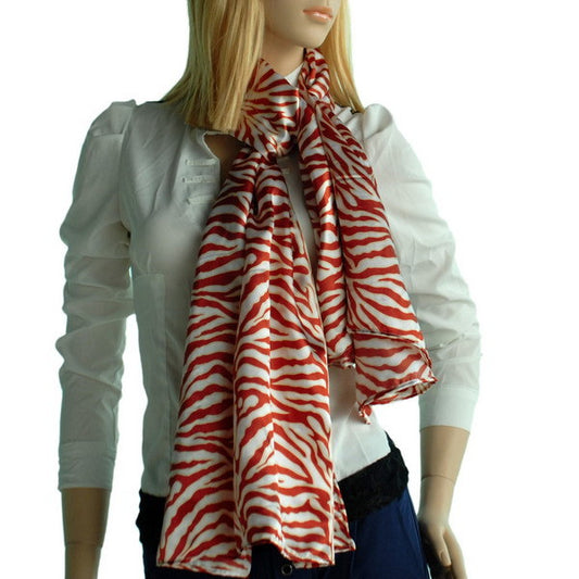 Blando Red Funky Zebra Animal Pattern super soft Silk Scarf/Wrap/Shawl(Small)