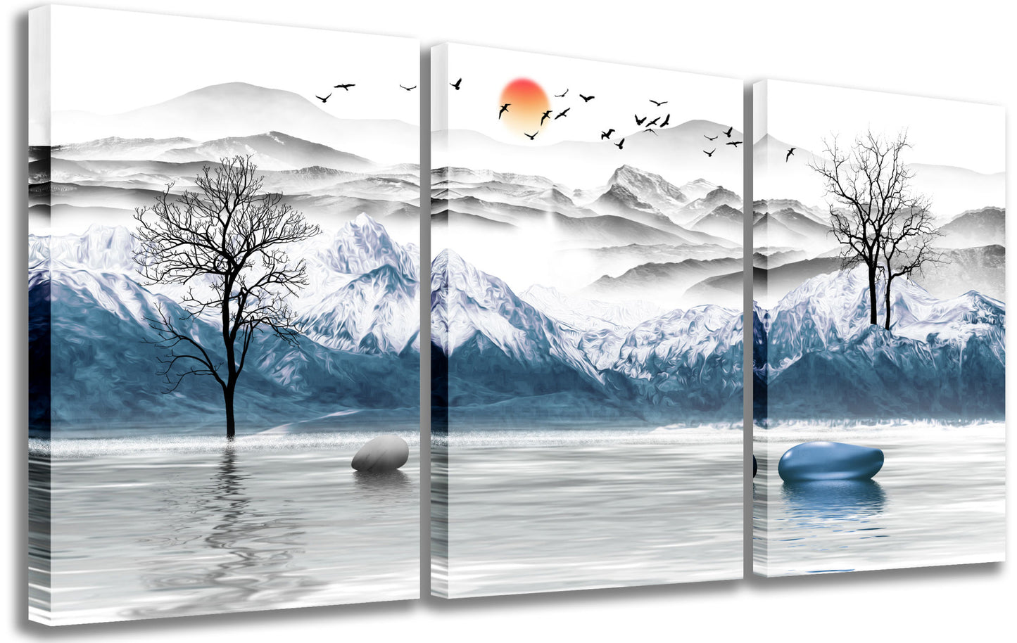 Mountain Wall Art Landscape Canvas Wall Art for Living Room Nature Canvas Pictures Prints Painting Framed Artwork Modern Wall Decor Bedroom Bathroom Office Home Decoration,12"x16",3 Pieces