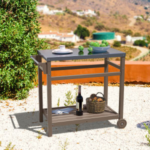 Outdoor Prep Cart Dining Table for Pizza Oven;  Patio Grilling Backyard BBQ Grill Cart