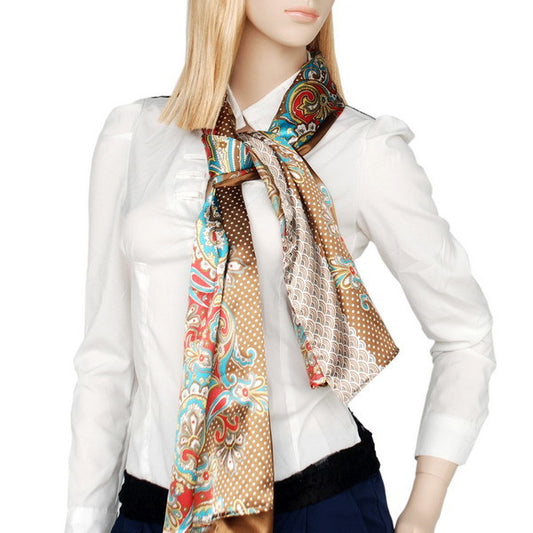Blando Coffee Paisley & Multi-Pattern Fashion Graceful Soft Silk Scarf/Wrap/Shawl(Large)
