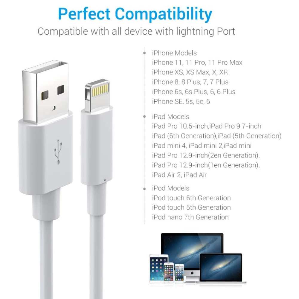 4 Pack iPhone Charger Cable 3 Ft Fast Data USB Cable for iPhone White 3ft