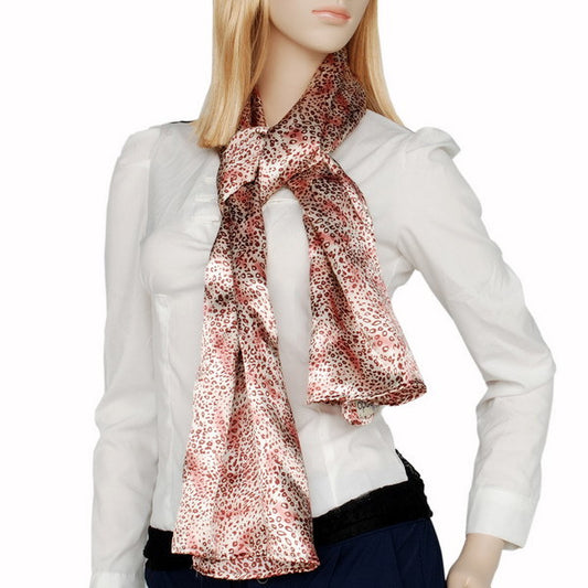 Blando Simple & Decent Warm Pink Tone Background Leopard Print Fashion Silk Scarf/Wrap/Shawl(Small)