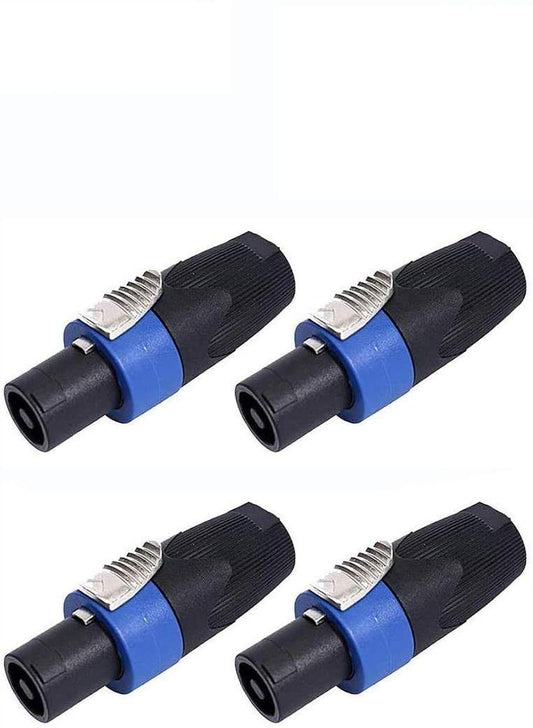 5 Core 4 Pole Speakon Connector 4 Pieces with Twist Lock Audio Jack Male Plug – Loud Speaker to Amplifier Plug - 4 Conductor Speak-On Cable Adapter Replacement - Speakon 4PCS