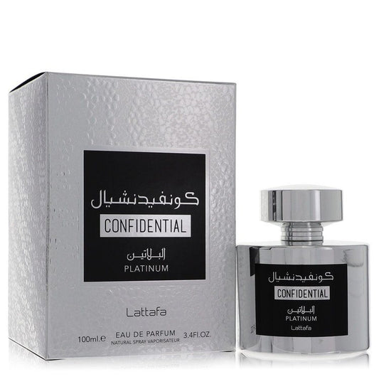 Lattafa Confidential Platinum by Lattafa Eau De Parfum Spray (Unisex) 3.4 oz