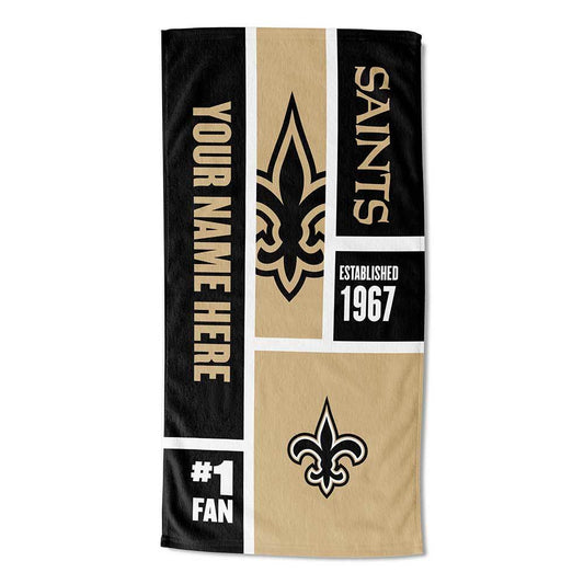 [Personalization Only] Saints Colorblock Personalized Beach Towel