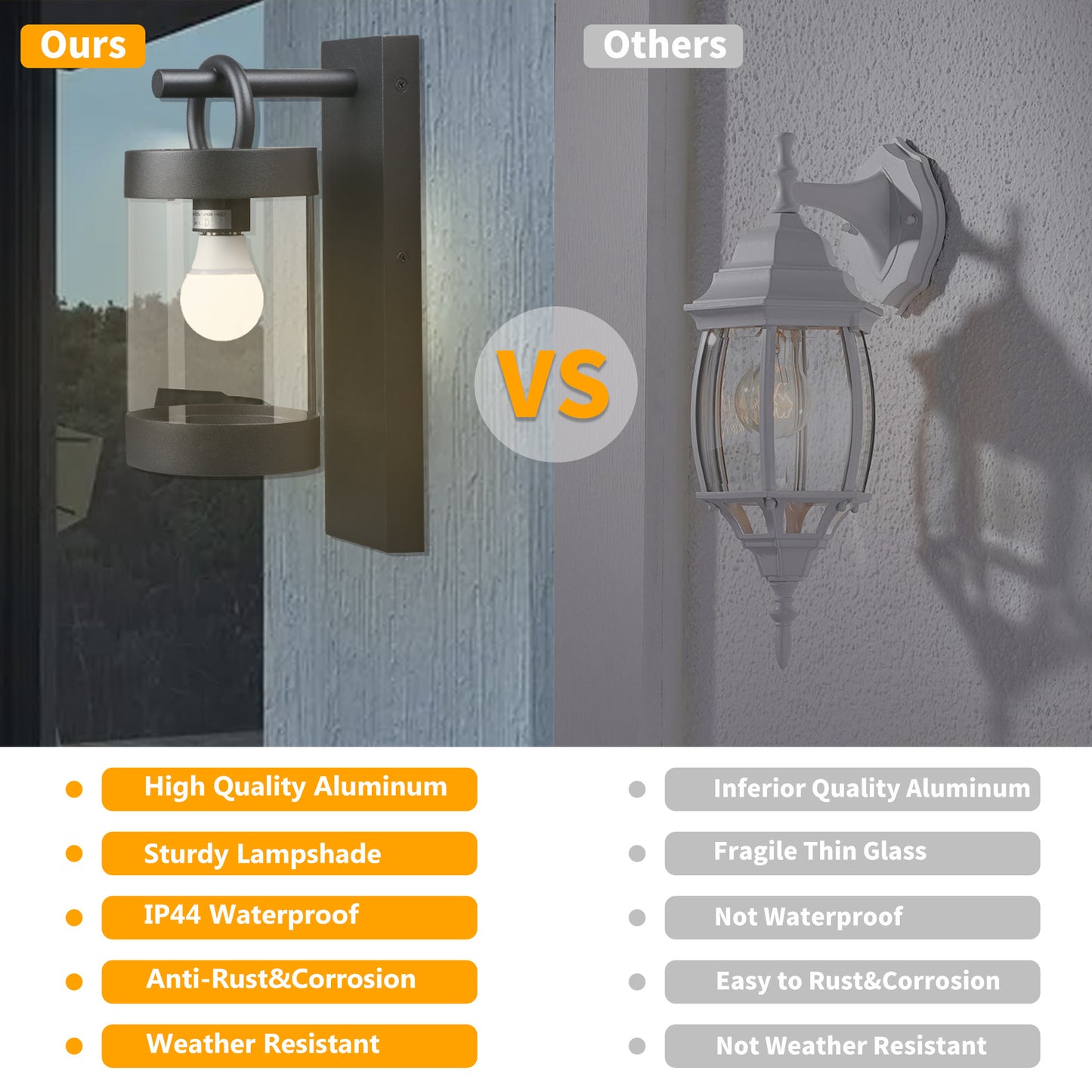 Inowel Wall Lights Outdoor Lantern with Dusk to Dawn Sensor E26 Bulb (Not Include) Max 28W 32331