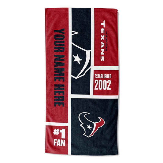 [Personalization Only] Texans Colorblock Personalized Beach Towel