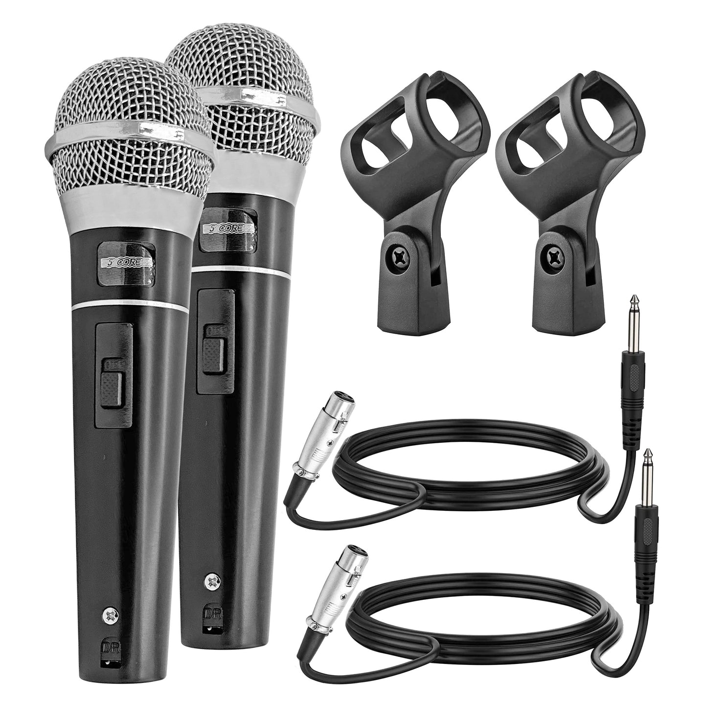 5 CORE Premium Vocal Dynamic Cardioid Handheld Microphone Unidirectional Mic with 16ft Detachable XLR Cable to ? inch Audio Jack and On/Off Switch for Karaoke Singing PM 100