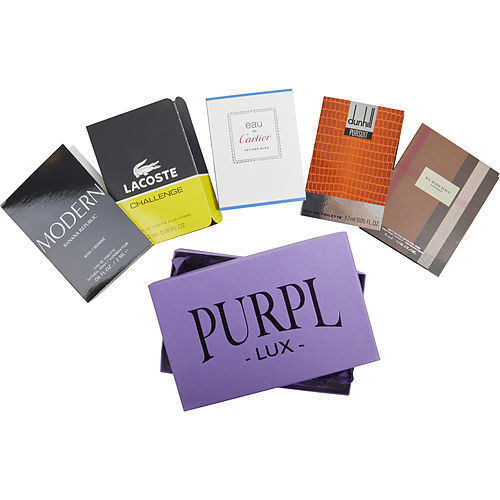 PURPL LUX SUBSCRIPTION BOX FOR MEN by $BURBERRY LONDON - $EAU DE CARTIER VETIVER BLEU - $LACOSTE CHALLENGE - $DUNHILL PURSUIT - $BANANA REPUBLIC MODERN