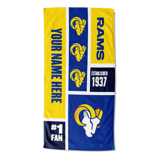 [Personalization Only] Los Angeles Rams Colorblock Personalized Beach Towel