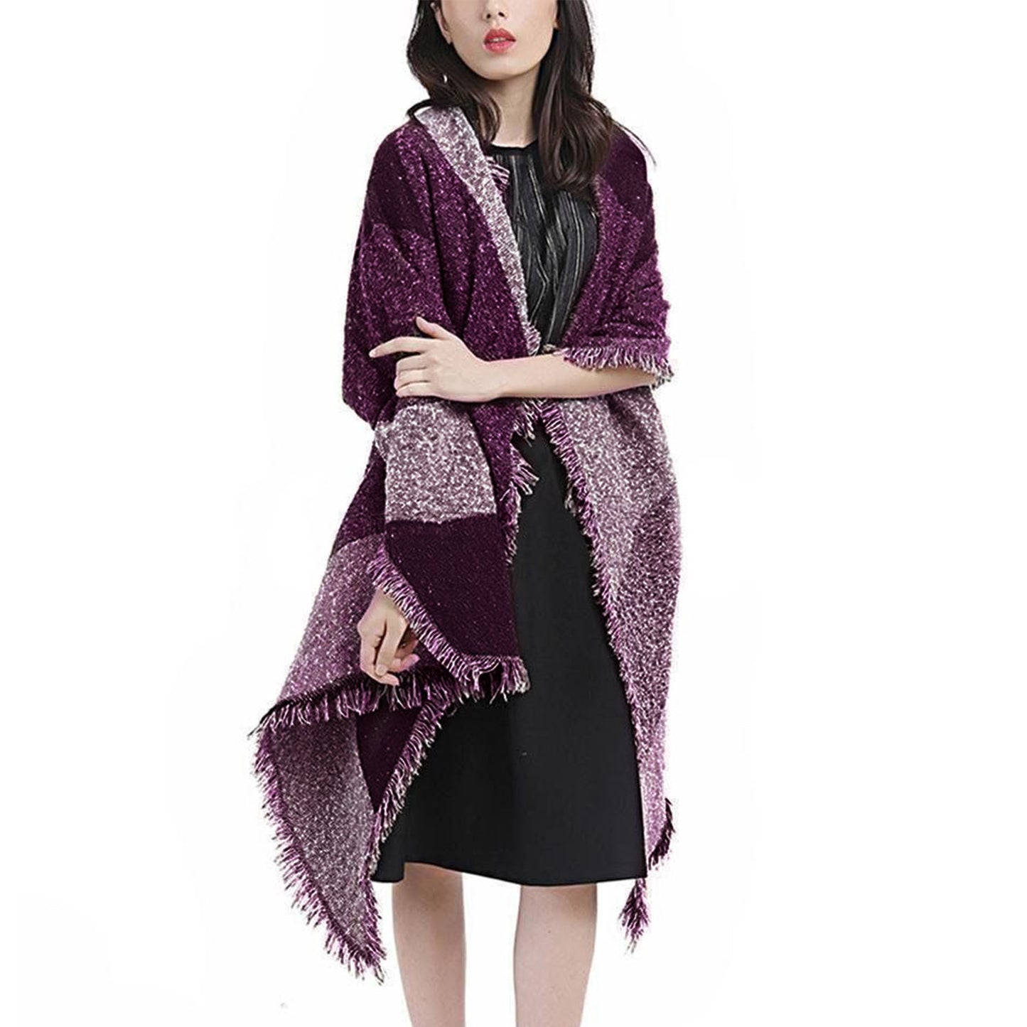 Women Winter Warm Scarf 74.8x25.6In Long Soft Knitted Shawl