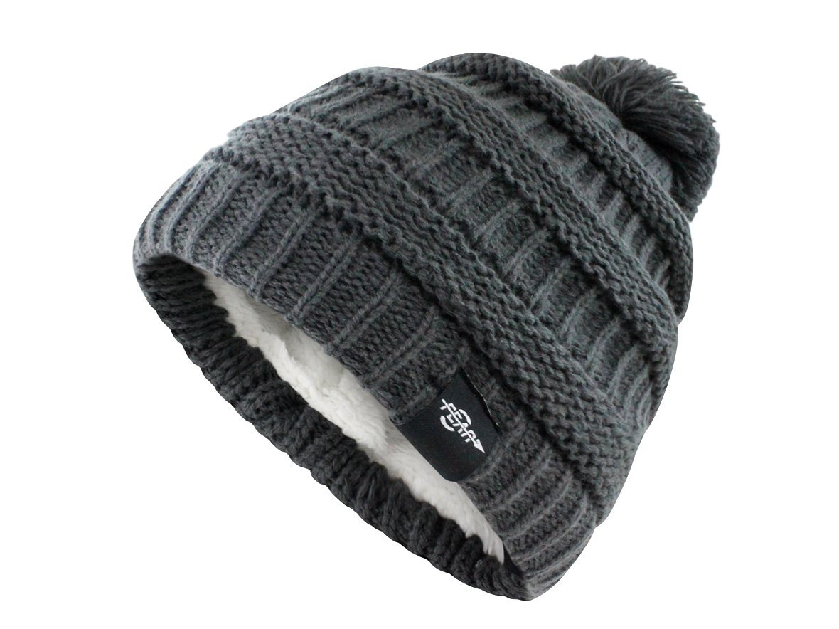 Fear0 NJ Warmest Plush Insulated Lining Knit Cable Pom-Pom Beanie Hat Women