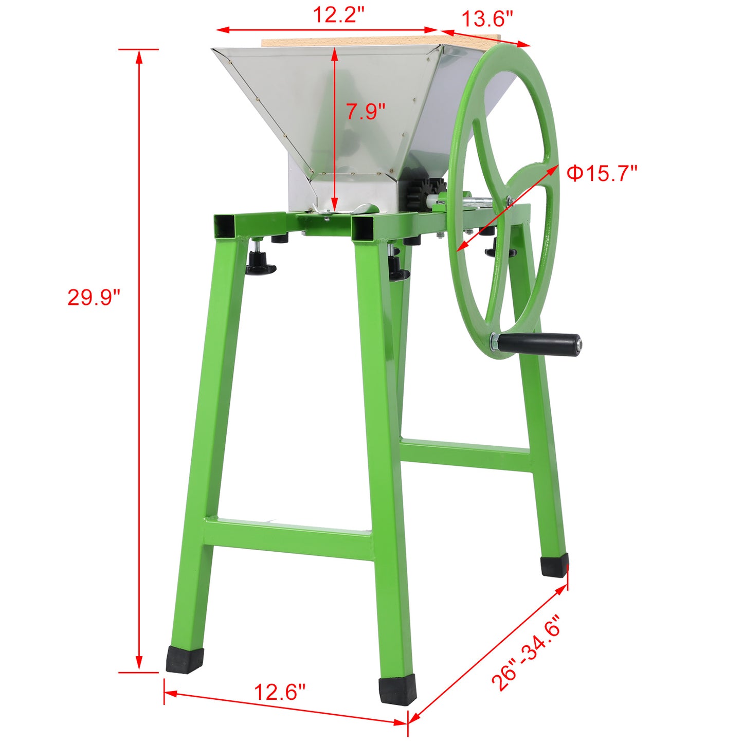 7L Manual Juicer Grinder With stand,Portable Fruit crusher with wheel Stainless Steel fruit Scratter Pulper for Wine and Cider Pressing