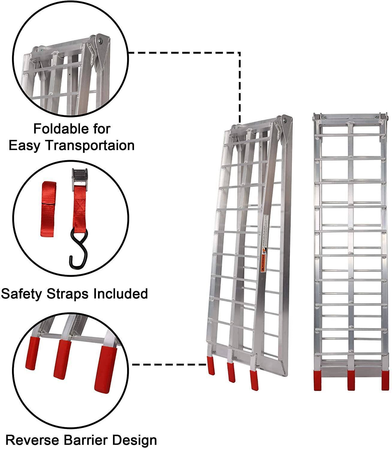 Bosonshop 2pcs Loading Ramp 7.5Ft-1500lbs Capacity Aluminum Foldable Truck Ramp Suitable for Motorcycle(Gridded 7.5Ft)