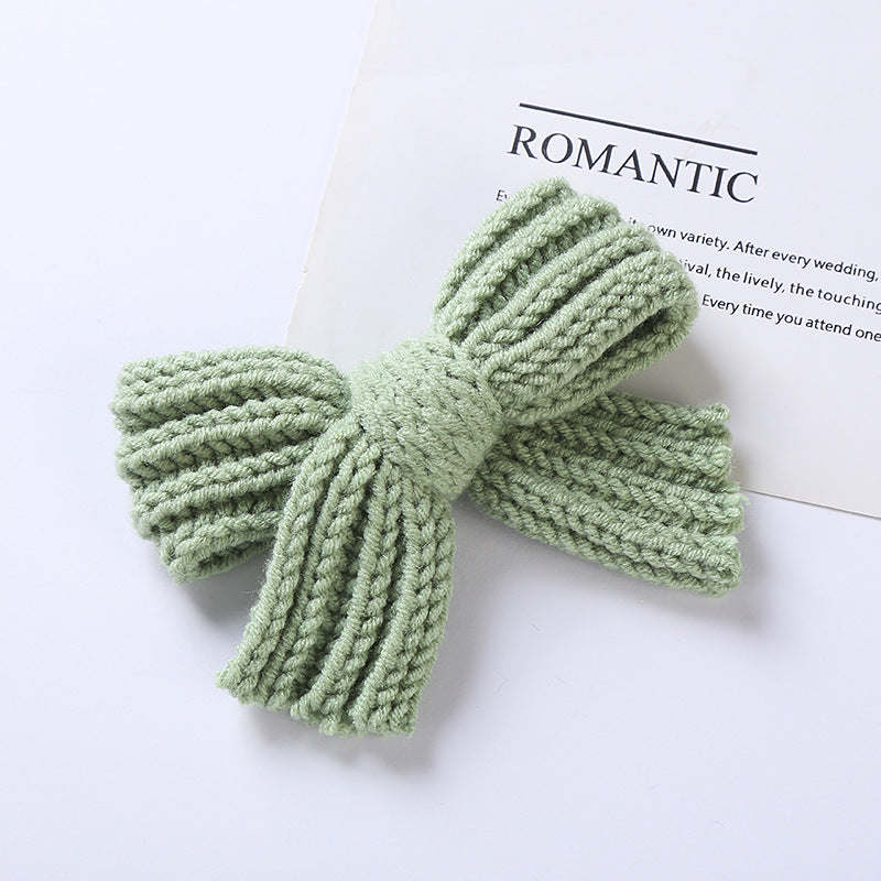 Baby Solid Color Big Knitted Bow Handmade Hairpin