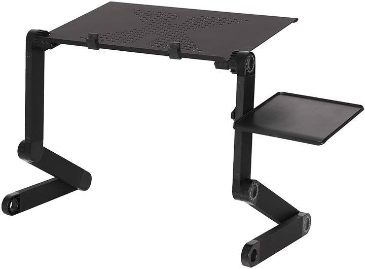 Bosonshop Foldable Aluminum Laptop Desk Adjustable Portable Laptop Table Stand with Mouse Pad Ergonomic Desk for Bed and Sofa (No Cooling Fan)