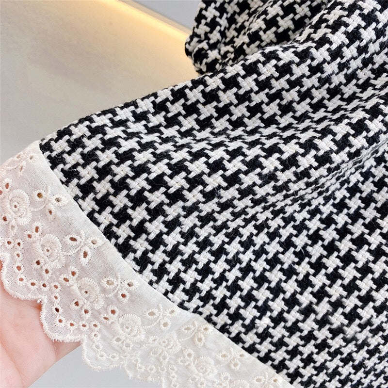 Baby Girl Houndstooth Pattern Mesh Patchwork Chanel's Dress