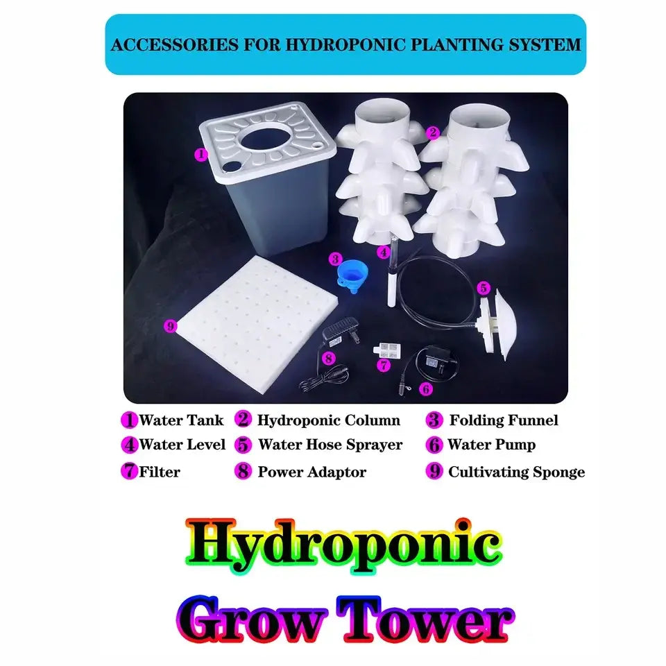 Hydroponic Growing System Mini Indoor Outdoor Home Grow Herb Vertical Garden Tower 6 Tiers 30 Holes Vegetables Planter