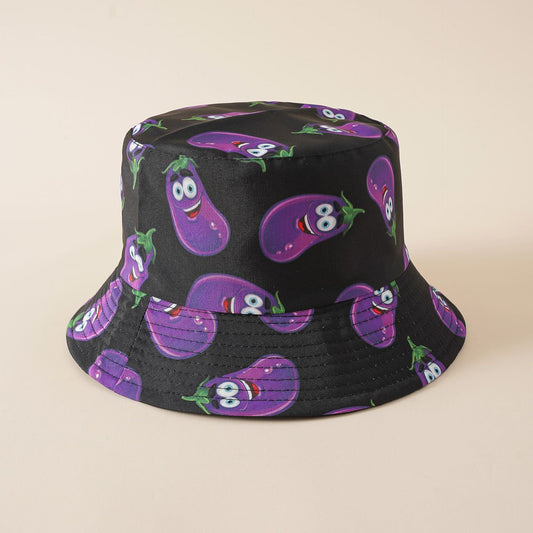 fisherman hat vegetable eggplant pattern hat tide double-sided wear European and American creative basin hat cover face breathable hat cartoon