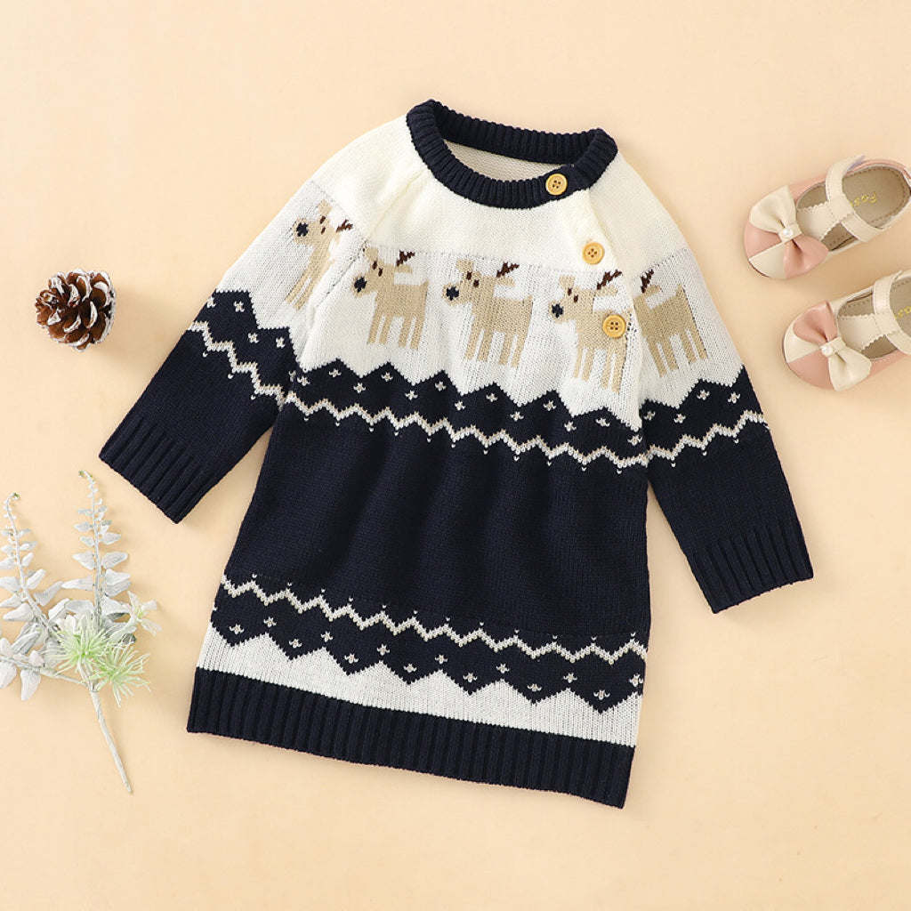 Baby Girl Embroidered Pattern Long Sleeve Autumn New Style Christmas Dress