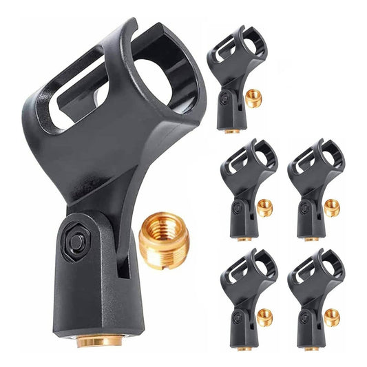 5 Core Mic Clips for Stands 6 Pieces Microphone Clip Holder Universal Adjustable with 5/8" Male to 3/8" Female Screw Adapter Suitable for Handheld Microphones, 6-Pack MC-01 6 PCS