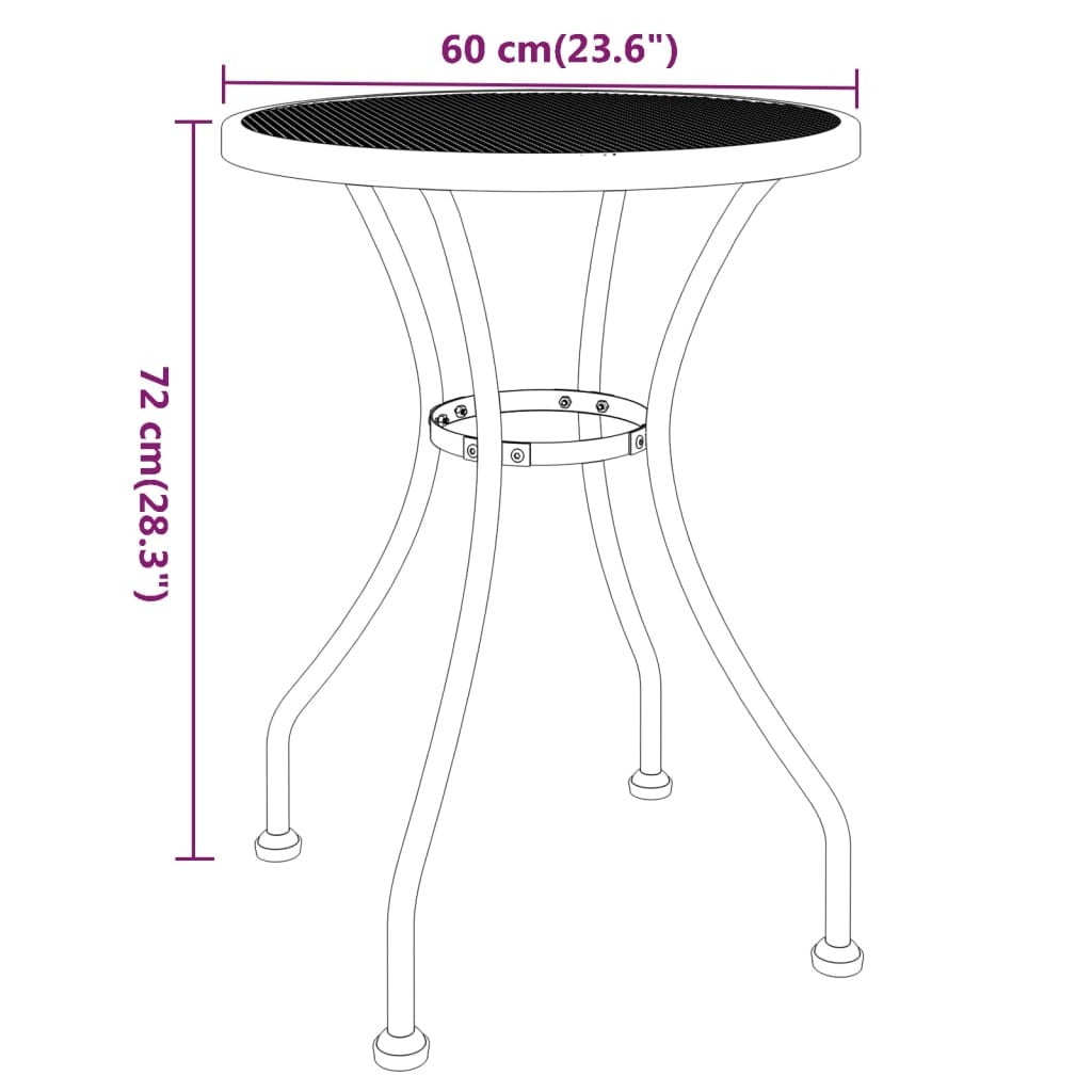 Patio Table Ø23.6"x28.3" Expanded Metal Mesh Anthracite