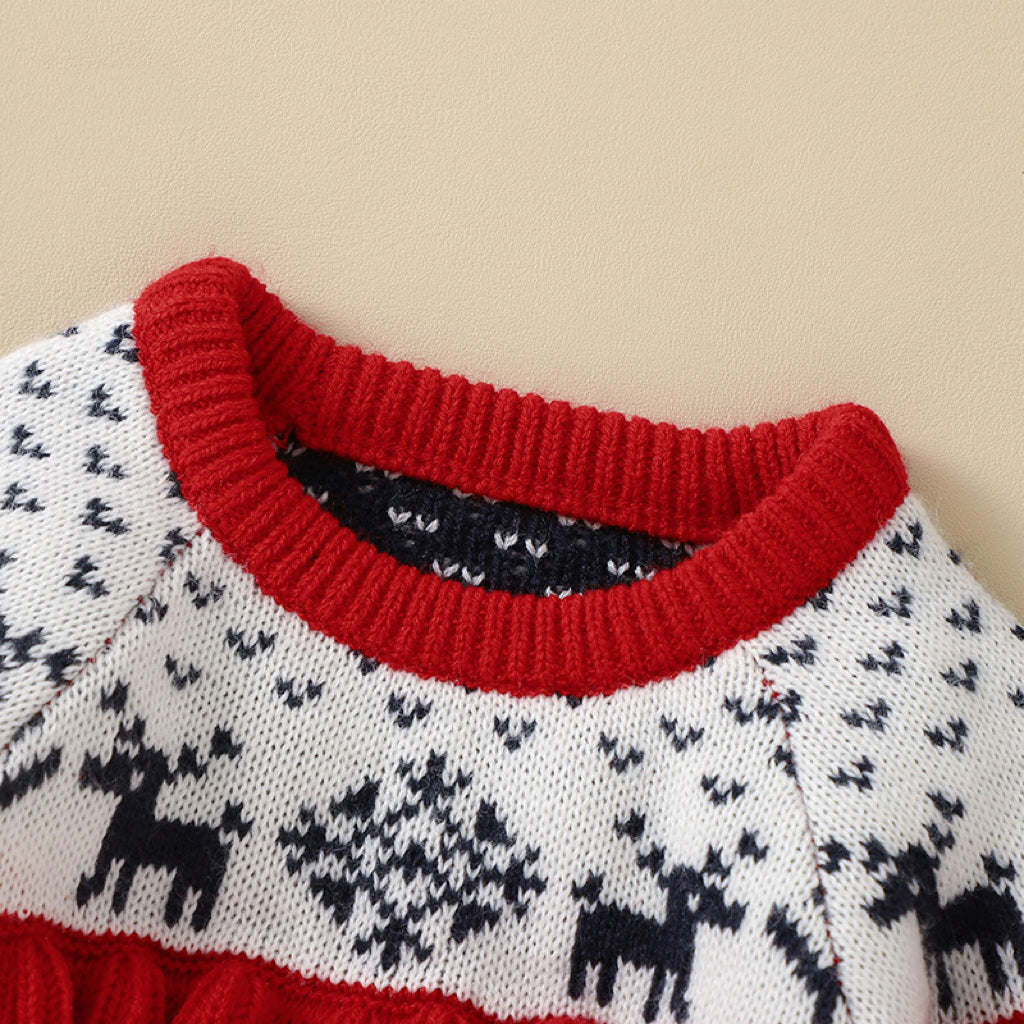 Baby Christmas Elk Embroidered Pattern Pullover Knitted Custom Sweater