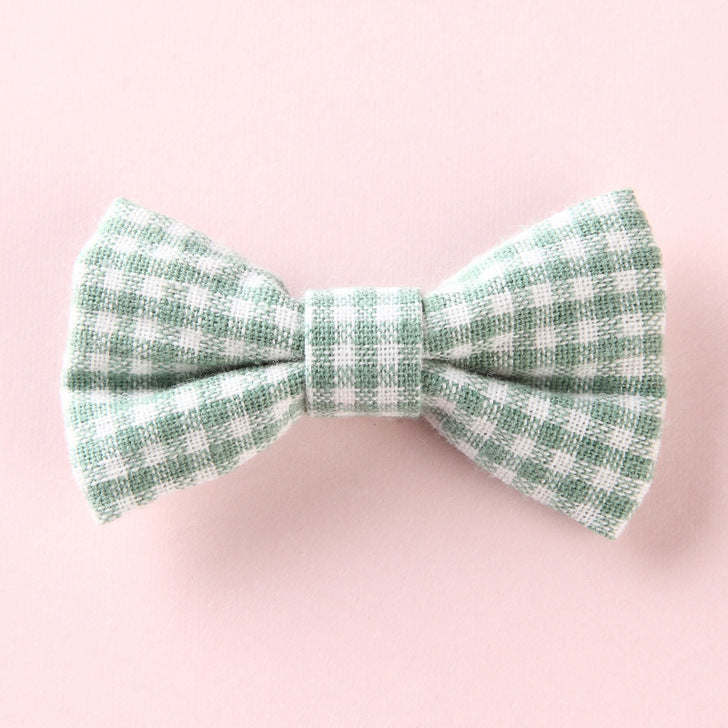 Girls Plaid Pattern Bow Tie Hair Fabric Clips Handmade Accessory