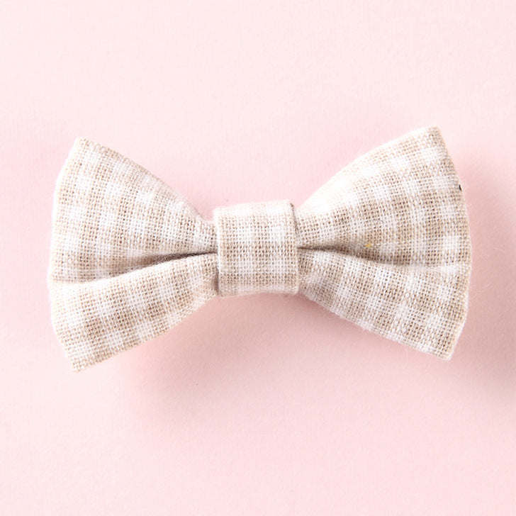 Girls Plaid Pattern Bow Tie Hair Fabric Clips Handmade Accessory