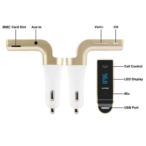 Car Wireless FM Transmitter USB Charger Hands-free Call MP3 Player MMC Card Reading Aux-in LCD Display