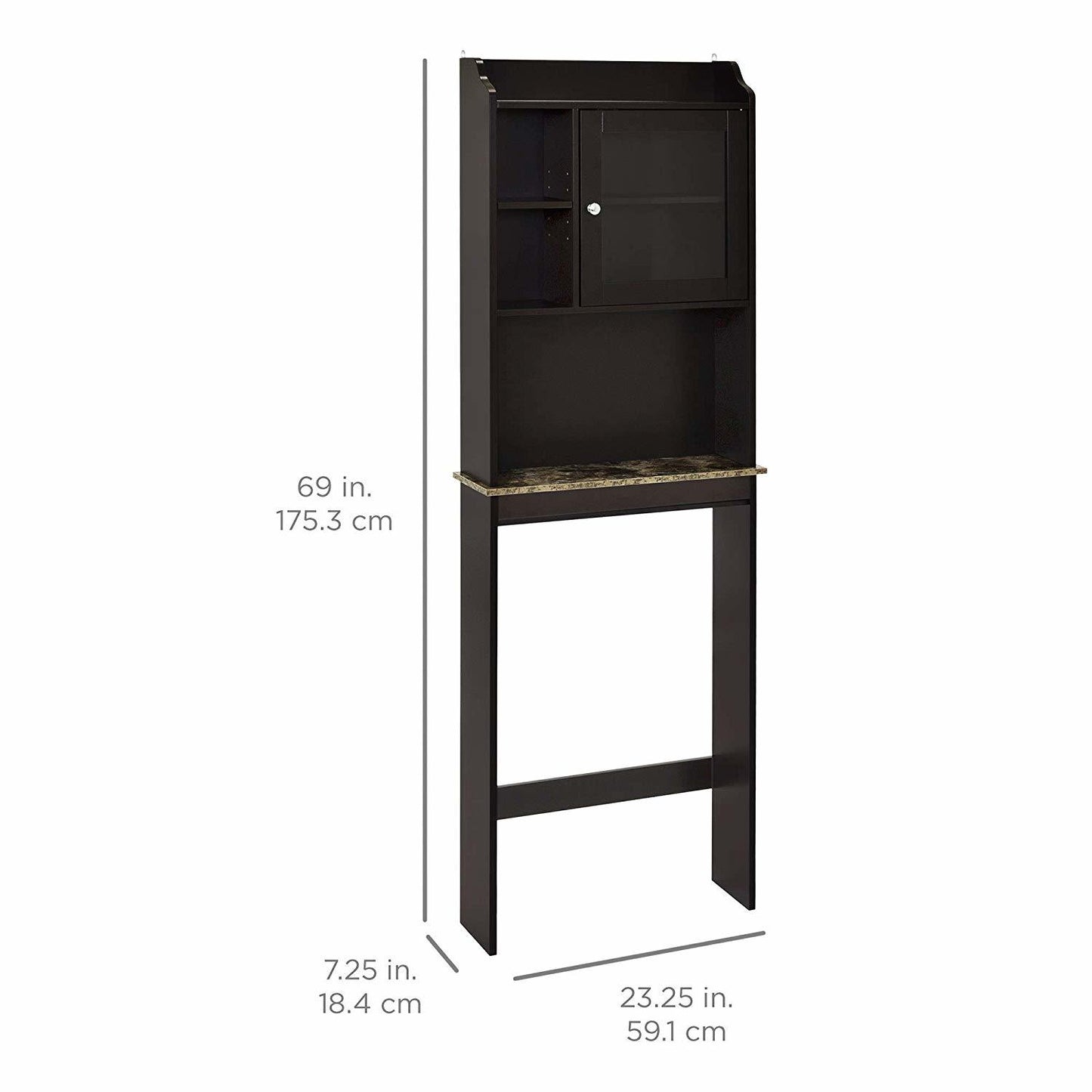 Modern Over The Toilet Space Saver Organization Wood Storage Cabinet for Home; Bathroom - Espresso