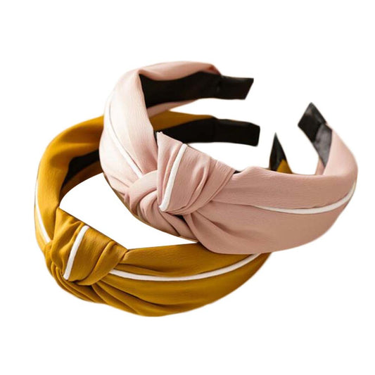 3 Pcs Women Wide Headbands Twist Knot Turban Hairbands Solid Color Hair Hoops Hair Accessories