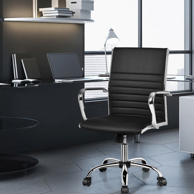 PU Leather Office Chair High Back Conference Task Chair with Armrests