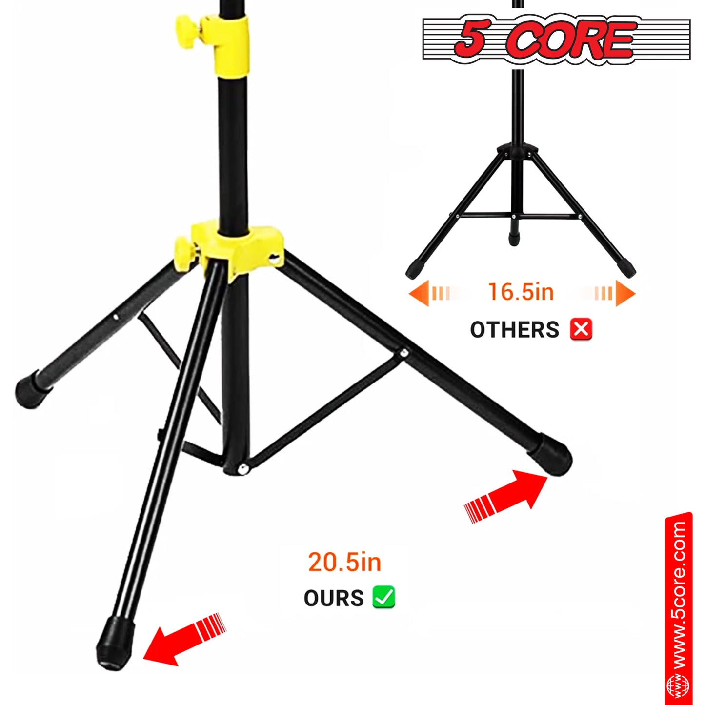 5 Core Sheet Music Stand Professional Folding Adjustable Portable Orchestra Music Sheet Stands; Heavy Duty Super Sturdy MUS YLW