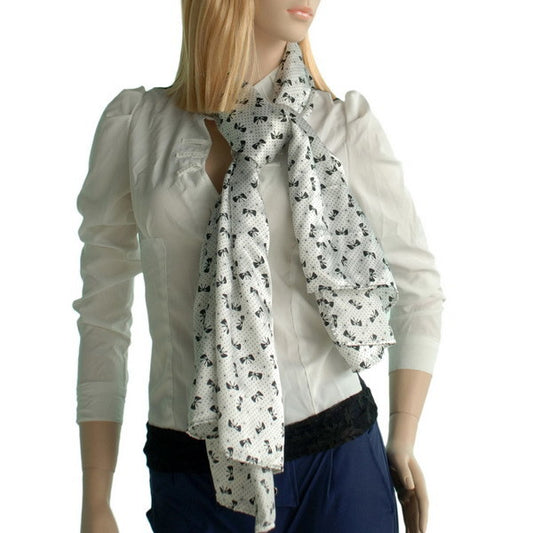 Blando White Lovely Bowknot Design Natural Elegant Silk Scarf/Wrap/Shawl(Large)
