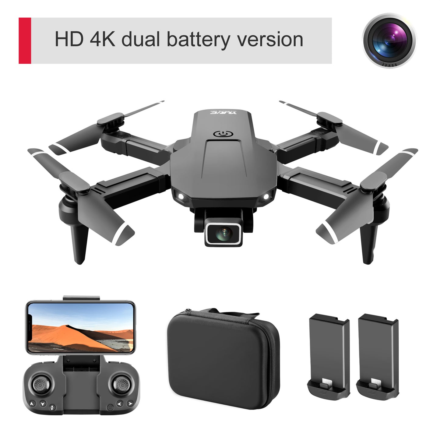 S68 Drone No Camera WiFi Collapsible RC Quadcopter Helicopter Toy-Black-1 Battery