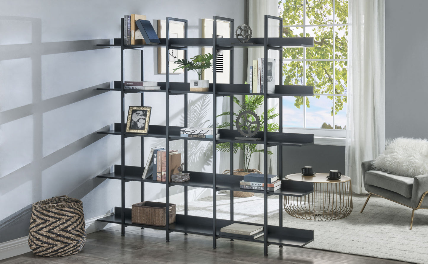 [VIDEO] 5 Tier Bookcase Home Office Open Bookshelf; Vintage Industrial Style Shelf with Metal Frame; MDF Board