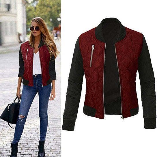 Chic Babe Bomber Jacket In Quilted Satin