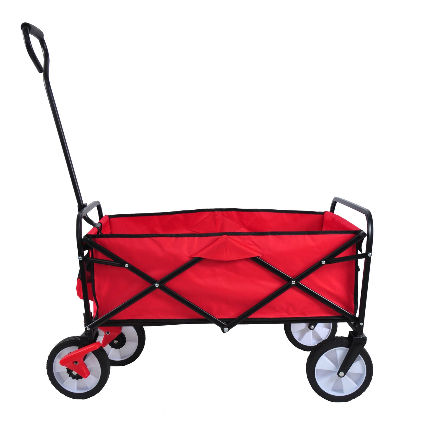 Folding Wagon Garden Shopping Beach Cart (Red)