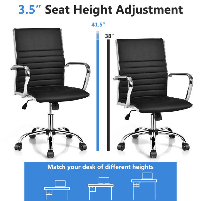 PU Leather Office Chair High Back Conference Task Chair with Armrests