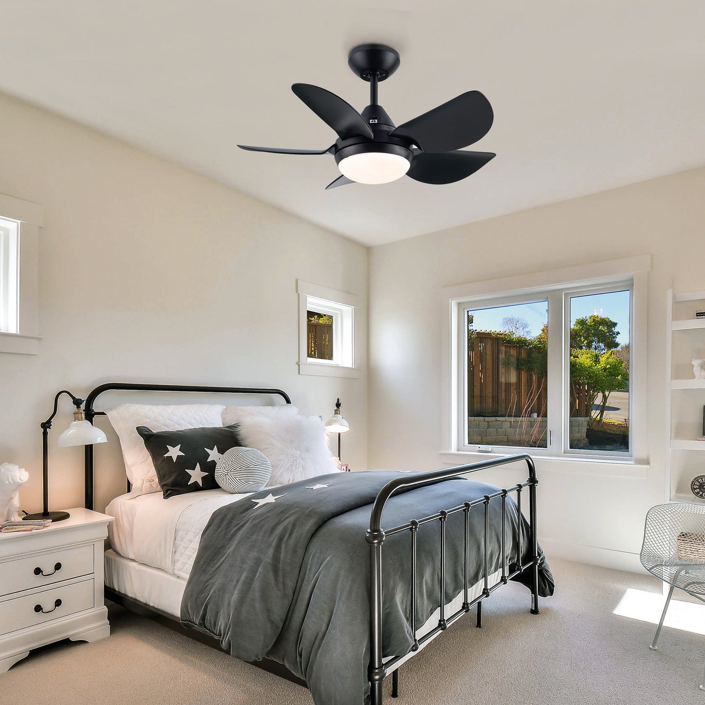 YUHAO Modern 30 in.Integrated LED Ceiling Fan With Matte Black Blades