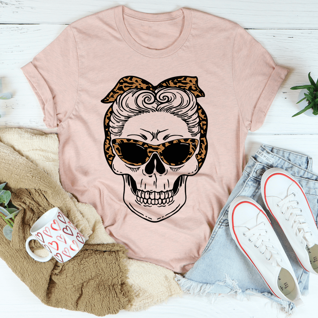 Skull With Leopard Bandana T-Shirt