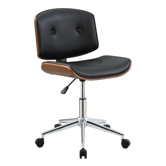 Camila Office Chair in Black PU & Walnut YJ