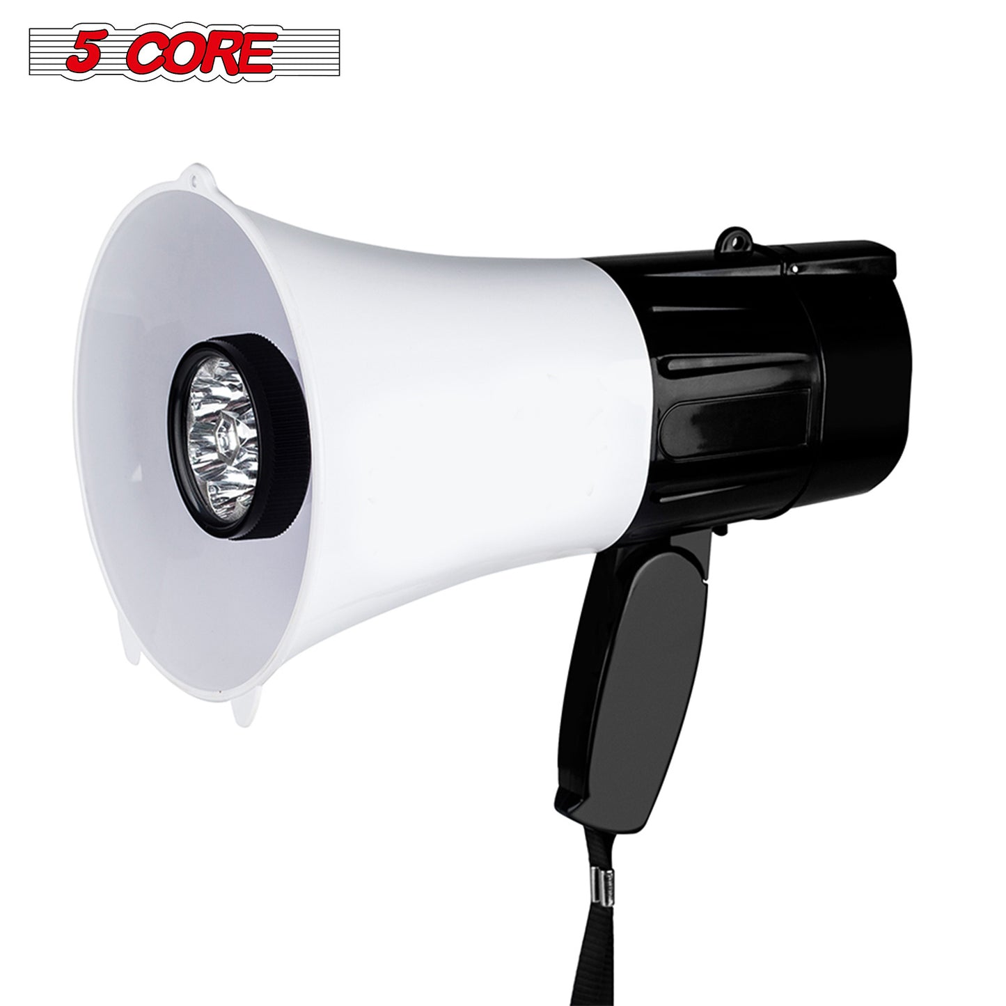 5Core Megaphone Handheld with LED lights Bullhorn Cheer Loudspeaker Bull Horn Speaker Megaphono Siren Torch Flashlight Sling Strap Portable 148 LED