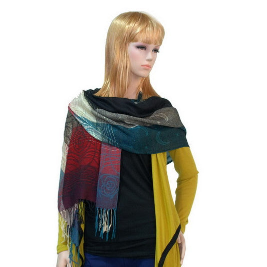 Blancho Bedding -Pa-a09-3 Moon & Stars & Roses Elegant Fashion Smooth Touch Tassel Ends Pashmina/Shawl/Scarf