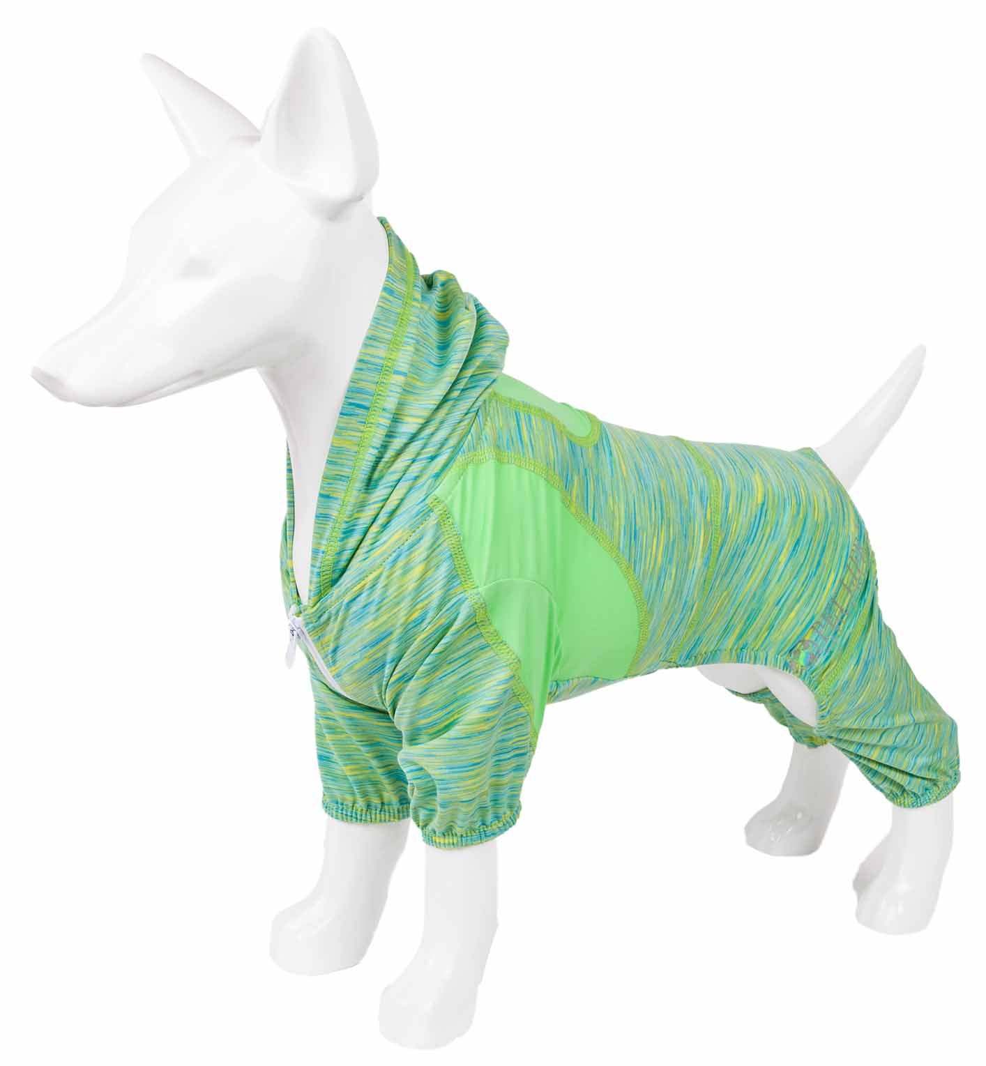 Pet Life Active 'Downward Dog' Heathered Performance 4-Way Stretch Two-Toned Full Body Warm Up Hoodie