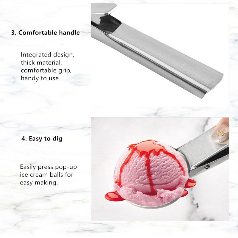 Ice Cream Scoops Stacks Stainless Steel Ice Cream Digger Non-Stick Fruit Ice Ball Maker Watermelon Ice Cream Spoon Tool