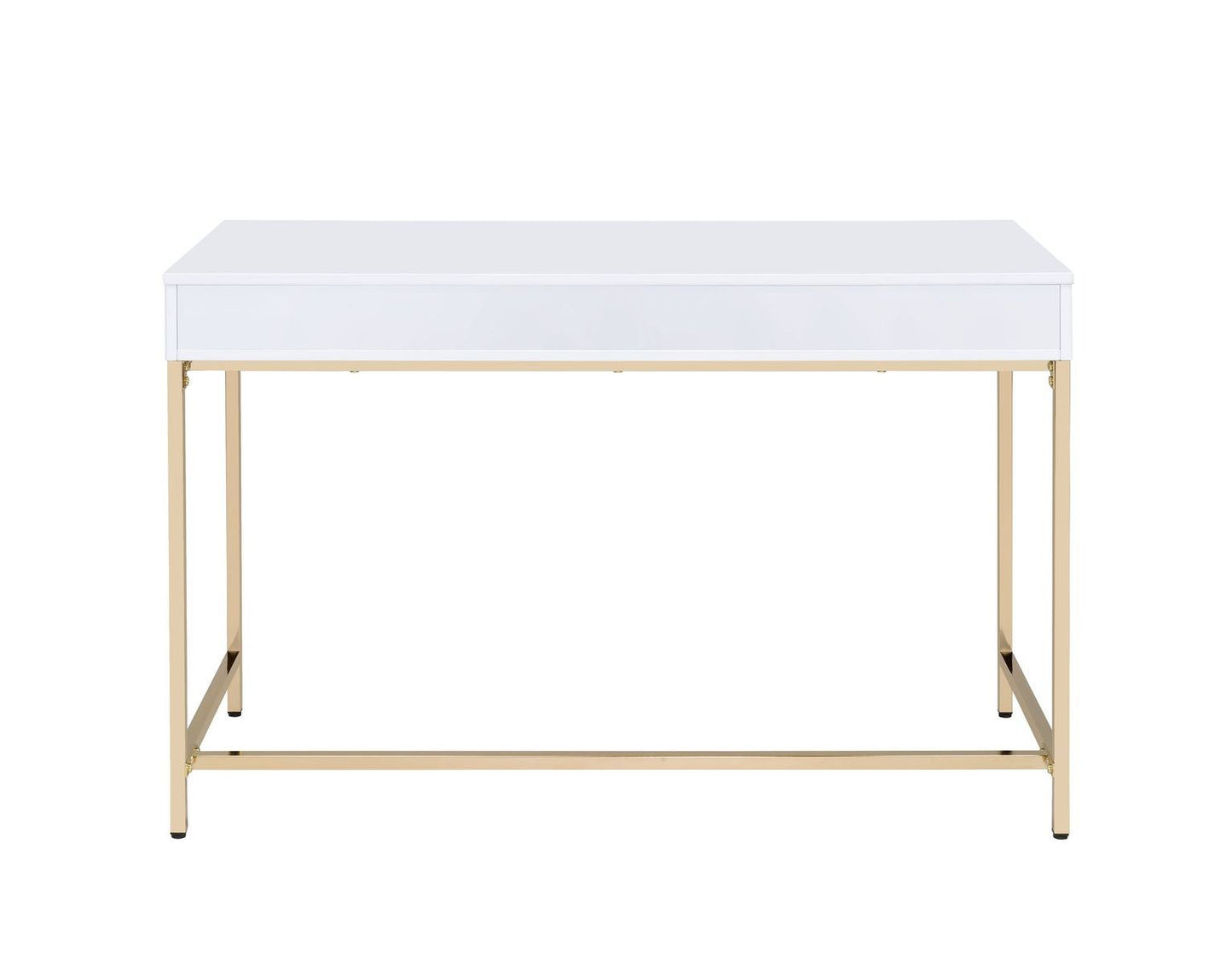 Ottey Desk in White High Gloss & Gold YJ