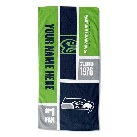 [Personalization Only] Seahawks Colorblock Personalized Beach Towel