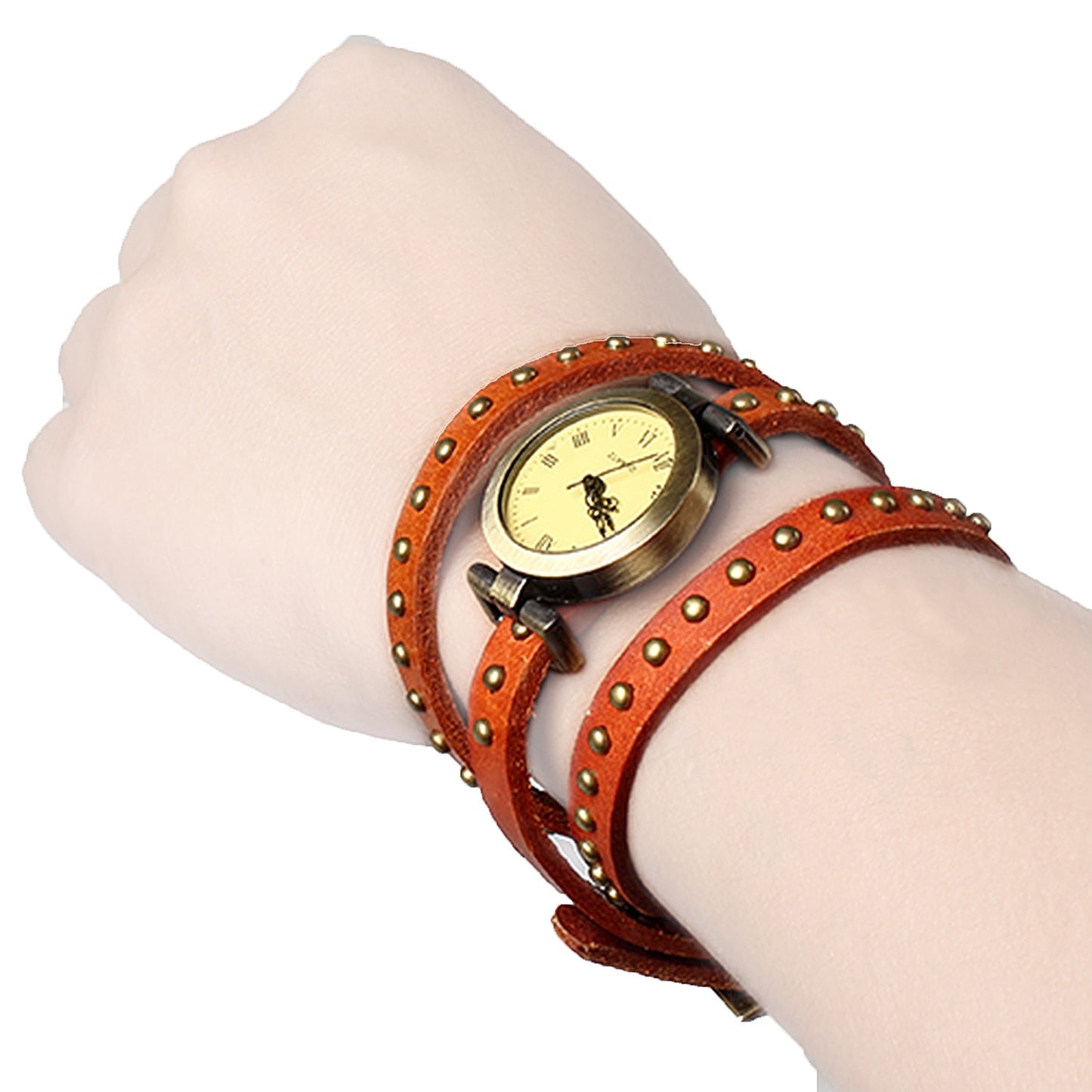 Fashionable Rivet Leather Belt Retro Watch Hand Chain